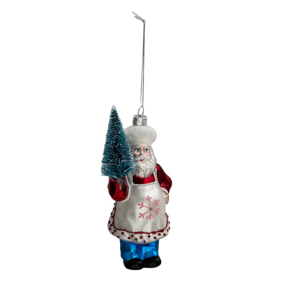 Clayre & Eef | Decoratie Hanger Kerstman Rood, Blauw 9x5x16 cm | 6GL3326