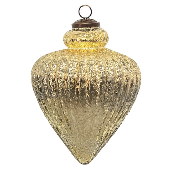Clayre & Eef | Kerstbal Goudkleurig ø 12x17 cm | 6GL3655