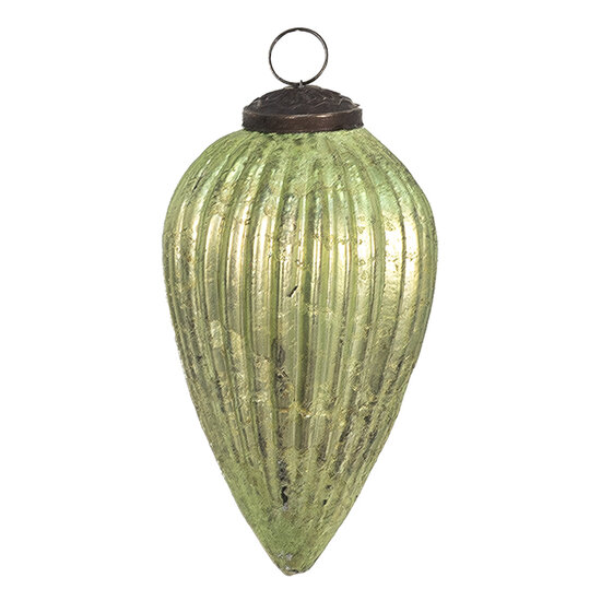 Clayre & Eef | Kerstbal Groen ø 7x12 cm | 6GL3665