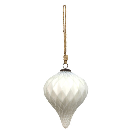 Clayre & Eef | Kerstbal XL Wit ø 16x20 cm | 6GL3678