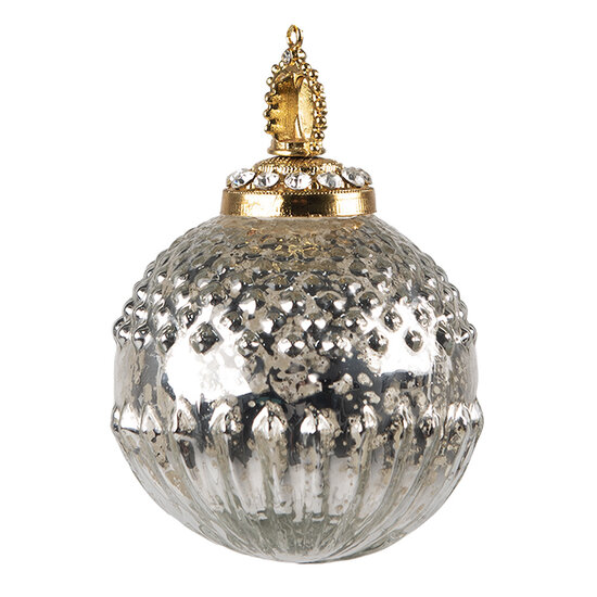 Clayre & Eef | Kerstbal Zilverkleurig ø 7x10 cm | 6GL3817