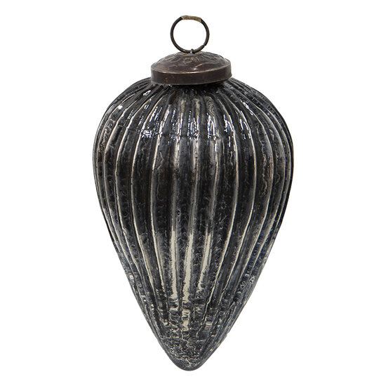 Clayre & Eef | Kerstbal Zwart ø 9x14 cm | 6GL3926