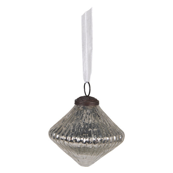 Clayre & Eef | Kerstbal Zilverkleurig ø 9x9 cm | 6GL4006