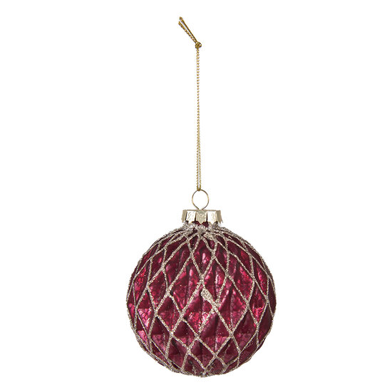 Clayre & Eef | Kerstballen set van 2 Rood Zilverkleurig ø 8x8 cm | 6GL4130