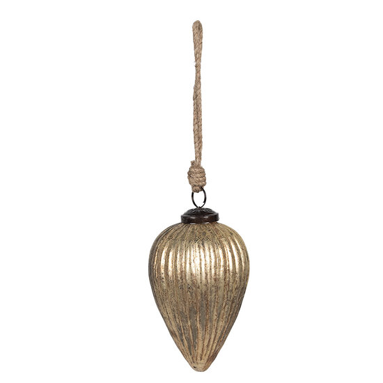 Clayre & Eef | Kerstbal Goudkleurig ø 9x14 cm | 6GL4364M