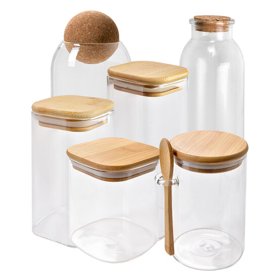 Clayre & Eef | Voorraadpot Deksel Transparant 6x6x12 cm | 6GL4418