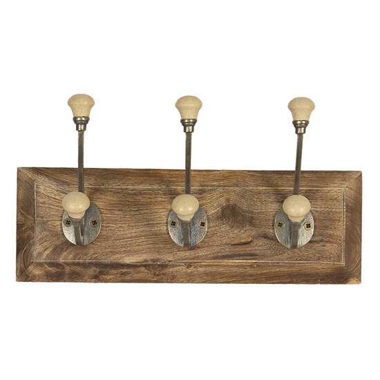 Clayre & Eef | Wandkapstok Bruin 30x7x10 cm | 6H1959