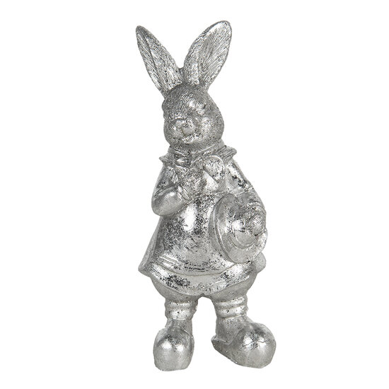 Clayre & Eef | Decoratie Beeld Konijn Zilverkleurig 6x6x13 cm | 6PR3097ZI