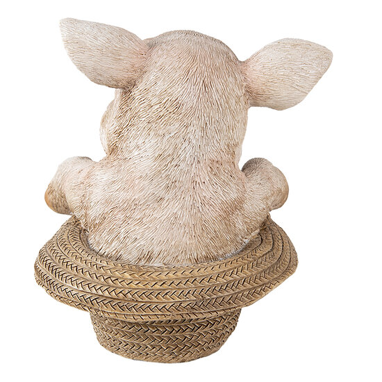 Clayre & Eef | Decoratie Beeld Varken Roze, Bruin 13x12x14 cm | 6PR3347