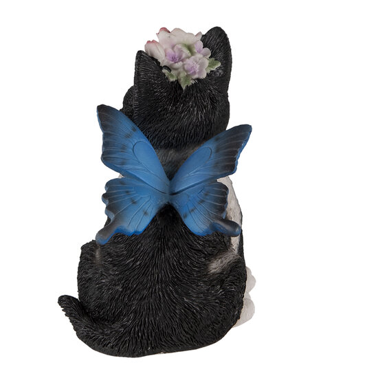 Clayre & Eef | Decoratie Beeld Kat Zwart, Wit 12x10x15 cm | 6PR3353