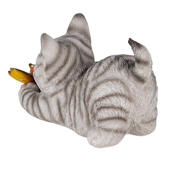 Clayre & Eef | Decoratie Beeld Kat Grijs 19x8x10 cm | 6PR3357