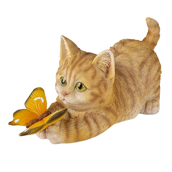 Clayre & Eef | Decoratie Beeld Kat Bruin, Beige 19x8x10 cm | 6PR3358