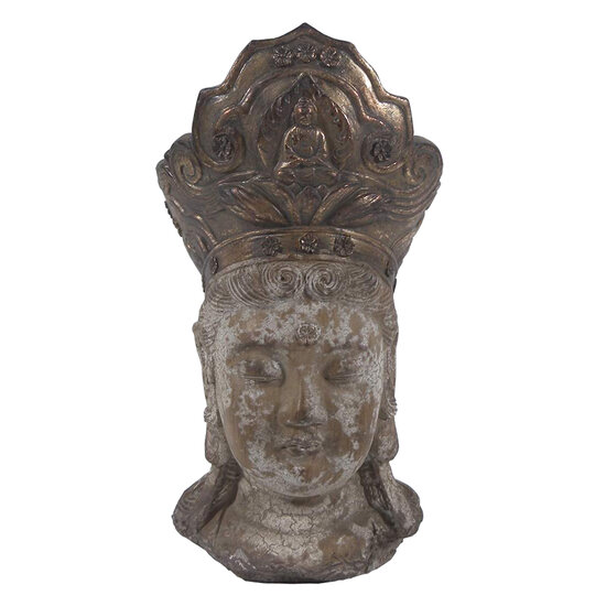 Clayre & Eef | Decoratie Beeld Boeddha Bruin, Grijs 12x9x22 cm | 6PR3621