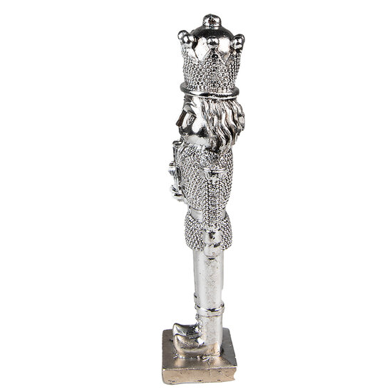 Clayre & Eef | Kerstdecoratie Notenkraker Zilverkleurig 5x4x16 cm | 6PR3695