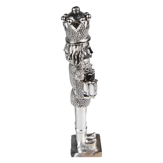 Clayre & Eef | Kerstdecoratie Notenkraker Zilverkleurig 5x4x16 cm | 6PR3695