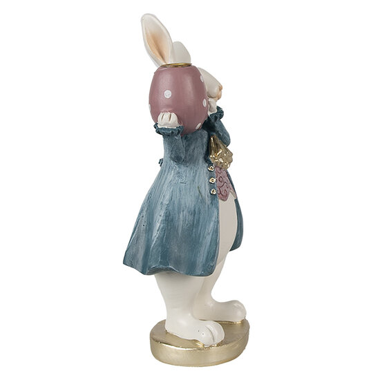 Clayre & Eef | Candeliere Konijn Wit Blauw 10x8x20 cm | 6PR4057