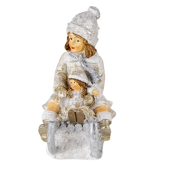 Clayre & Eef | Decoratie Beeld Kind Wit, Grijs 10x5x10 cm | 6PR4665
