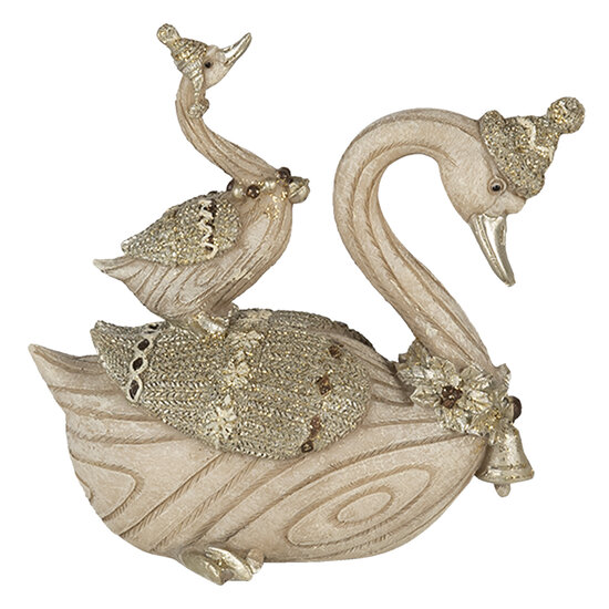 Clayre & Eef | Decoratie Beeld Zwaan Beige 11x6x10 cm | 6PR4687
