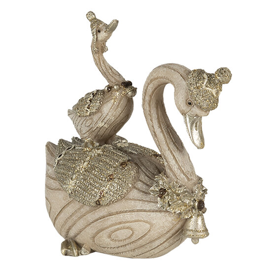 Clayre & Eef | Decoratie Beeld Zwaan Beige 11x6x10 cm | 6PR4687