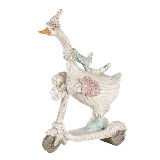 Clayre & Eef | Decoratie Beeld Gans Wit, Blauw 14x6x19 cm | 6PR4688