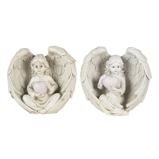 Clayre & Eef | Decoratie Beeld Engel Beige (2) 10x6x10 cm | 6PR4708