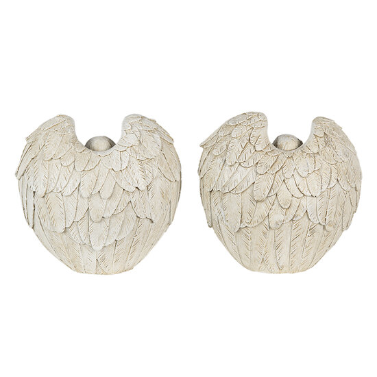 Clayre & Eef | Decoratie Beeld Engel Beige (2) 10x6x10 cm | 6PR4708