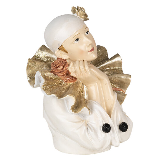 Clayre & Eef | Decoratie Beeld Clown Wit, Goudkleurig 11x11x15 cm | 6PR4733