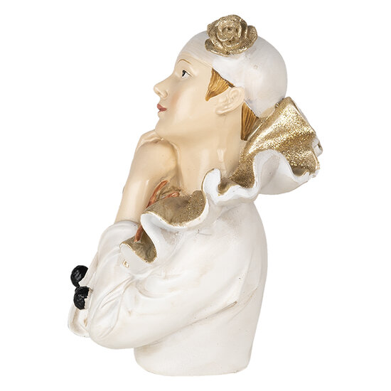 Clayre & Eef | Decoratie Beeld Clown Wit, Goudkleurig 11x11x15 cm | 6PR4733