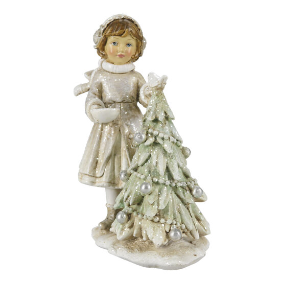 Clayre & Eef | Kerstdecoratie Beeld Kind Grijs 10x5x12 cm | 6PR4809