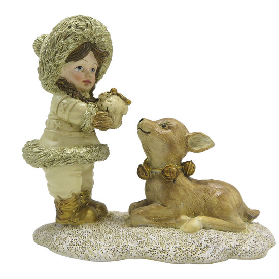 Clayre & Eef | Decoratie Beeld Kind Goudkleurig 12x6x12 cm | 6PR4821