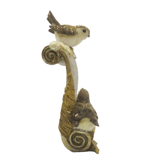 Clayre & Eef | Decoratie beeld Vogels Goudkleurig Bruin 10x5x15 cm | 6PR4867