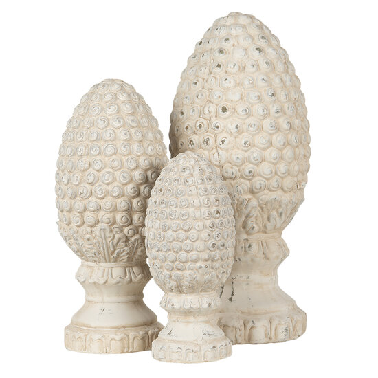 Clayre & Eef | Decoratie Beeld Dennenappel Beige ø 10x23 cm | 6TE0393S