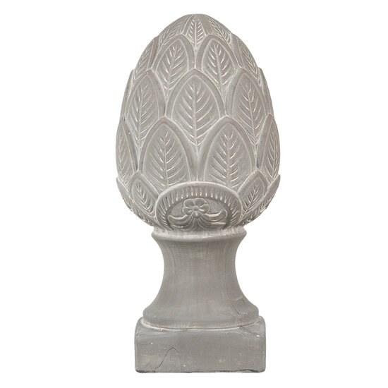 Clayre & Eef | Decoratie Beeld Dennenappel Grijs ø 16x33 cm | 6TE0398L