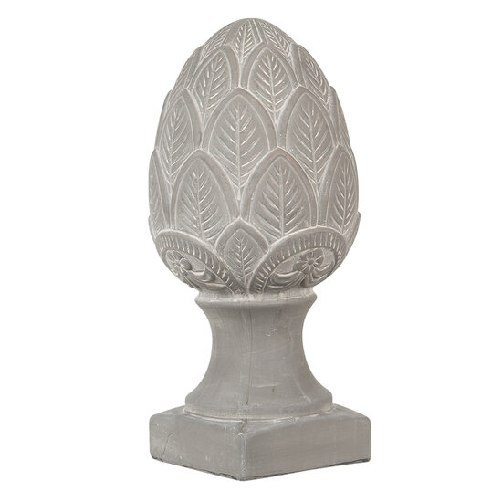 Clayre & Eef | Decoratie Beeld Dennenappel Grijs ø 16x33 cm | 6TE0398L