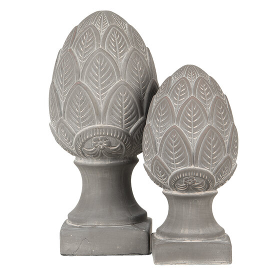 Clayre & Eef | Decoratie Beeld Dennenappel Grijs ø 16x33 cm | 6TE0398L