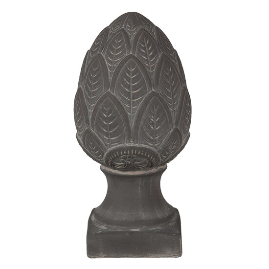 Clayre & Eef | Decoratie Beeld Dennenappel Grijs ø 13x26 cm | 6TE0398M