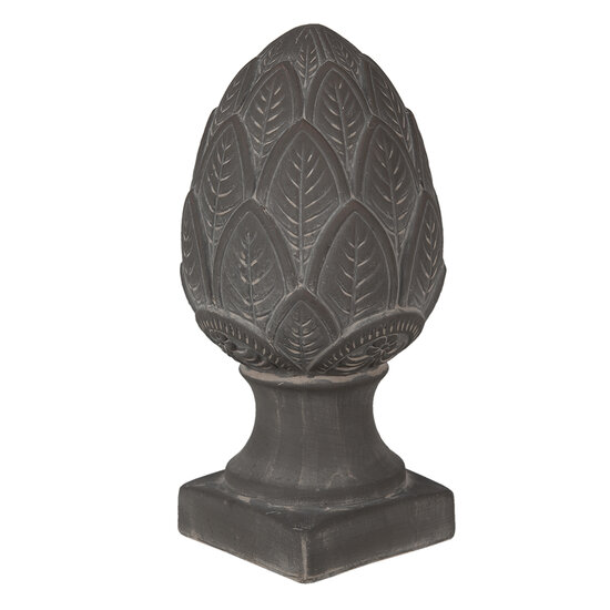 Clayre & Eef | Decoratie Beeld Dennenappel Grijs ø 13x26 cm | 6TE0398M