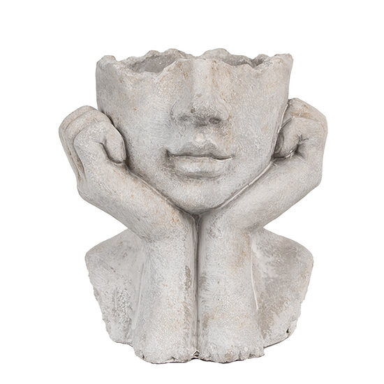 Clayre & Eef | Bloempot Binnen Hoofd Grijs 17x14x18 cm | 6TE0498S