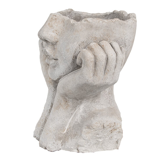 Clayre & Eef | Bloempot Binnen Hoofd Grijs 17x14x18 cm | 6TE0498S