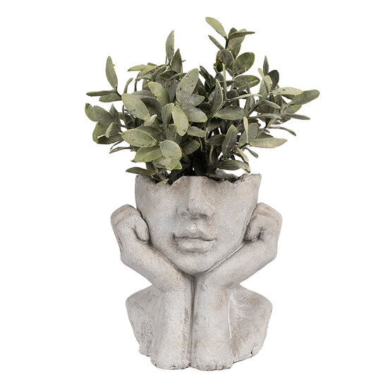 Clayre & Eef | Bloempot Binnen Hoofd Grijs 17x14x18 cm | 6TE0498S