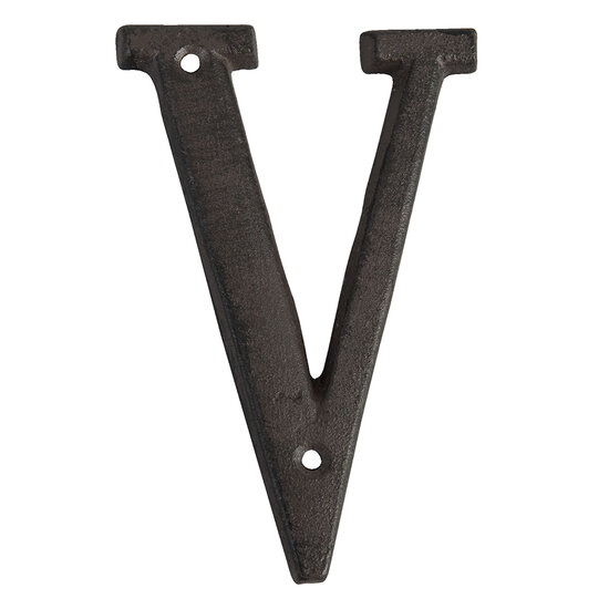 Clayre & Eef | IJzeren Letter V Bruin 8x1x13 cm | 6Y0840-V