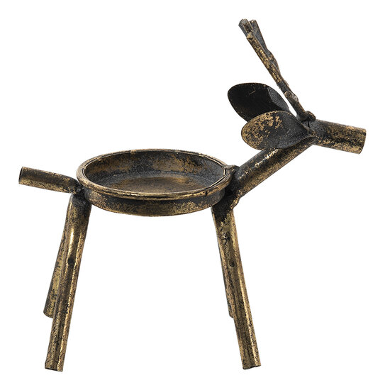 Clayre & Eef | Kandelaar Rendieren Koperkleurig 16x8x16 cm | 6Y4506