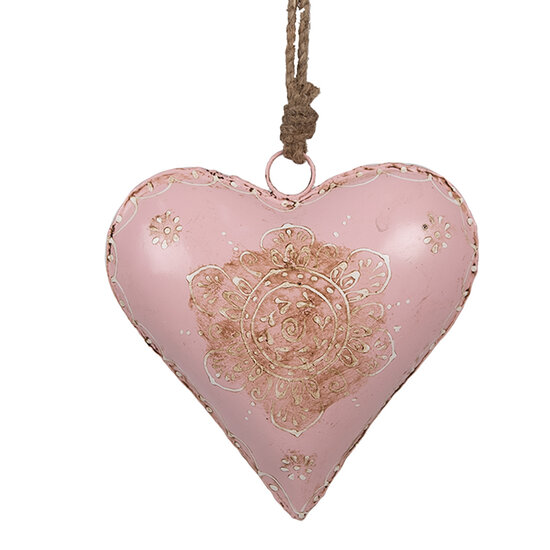 Clayre & Eef | Decoratie hanger Hart Roze 15x5x15 cm | 6Y4814M