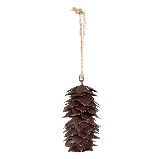 Clayre & Eef | Decoratie Hanger Dennenappel Bruin 5x5x11 cm | 6Y5449