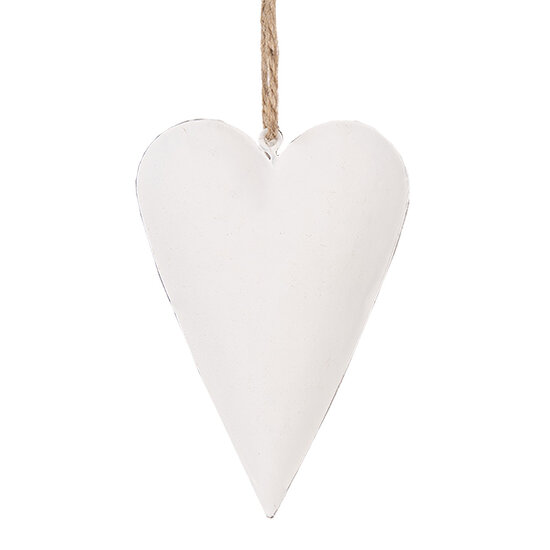Clayre & Eef | Decoratie hanger hart Wit 11x2x8 cm | 6Y5566S