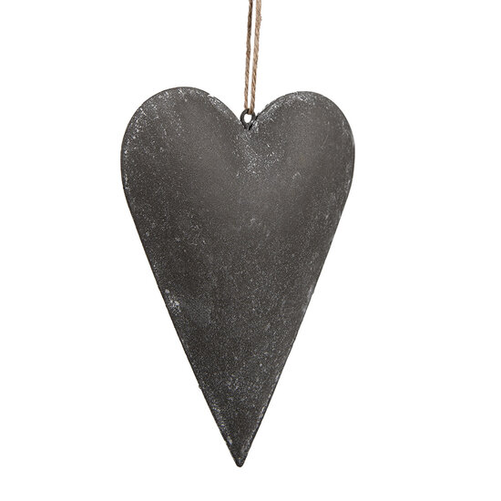 Clayre & Eef | Decoratie hanger hart Grijs 15x2x10 cm | 6Y5569M
