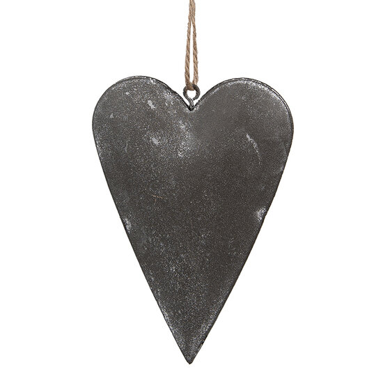 Clayre & Eef | Decoratie hanger hart Grijs 11x2x8 cm | 6Y5570