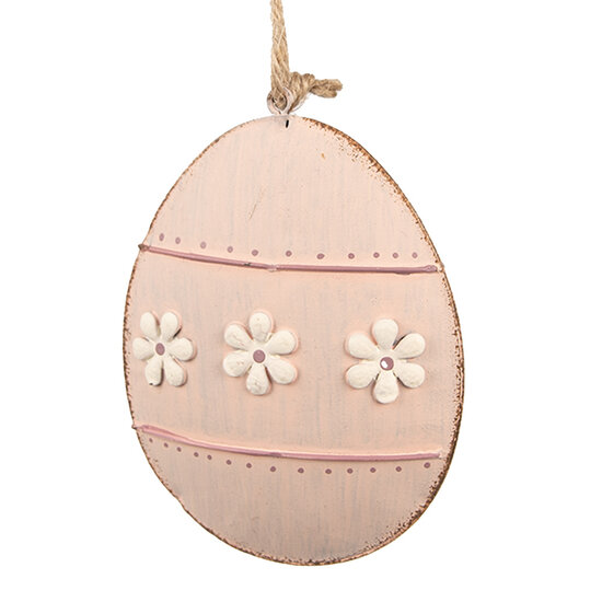 Clayre & Eef | Decoratie Hanger ei Roze 10x2x8 cm | 6Y5576