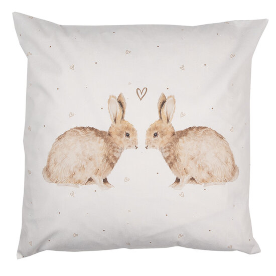 Clayre & Eef | Kussenhoes Wit Bruin 45x45 cm | BSLC22