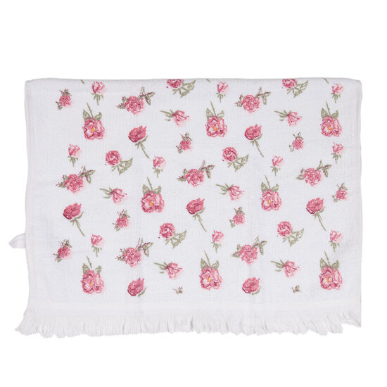 Clayre & Eef | Gastendoekje Wit Roze 40x66 cm | CT029